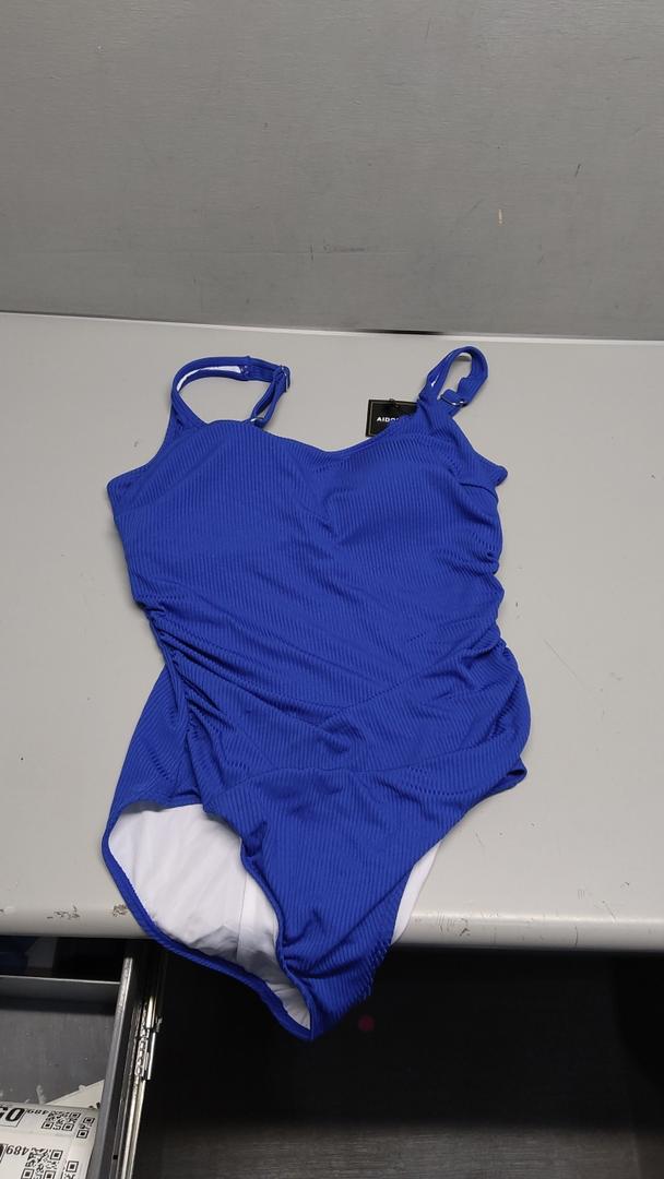 Aidonger One Piece Swimsuit for Women Ribbed Tummy Control Bathing Suit Ruched Swim Suit Slimming Swimwear Royal Blue, L