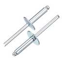 uxcell 100Pcs 3/16" x3/4" Aluminum Blind Rivets, Aluminum Grip and Steel Mandrel, Large Flange Fastener Rivets for Metal, Furniture, Automotive, Silver
