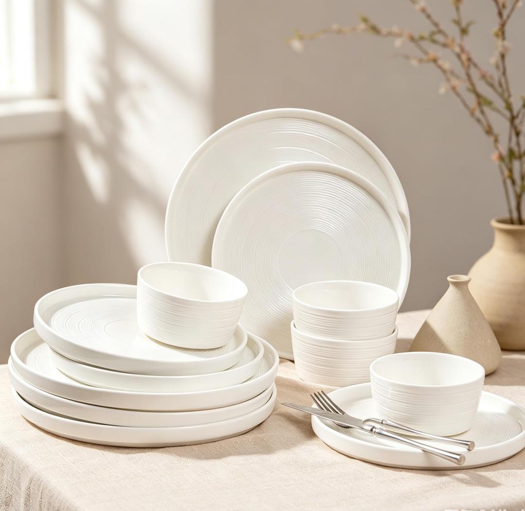 Dinnerware sets plates and bowls sets modern plates,Ceramic Dinnerware Sets,12 Pieces Porcelain Lightweight Plates,Scratch Resistant Dish Set (style - 10, 4 - Set (12pcs))