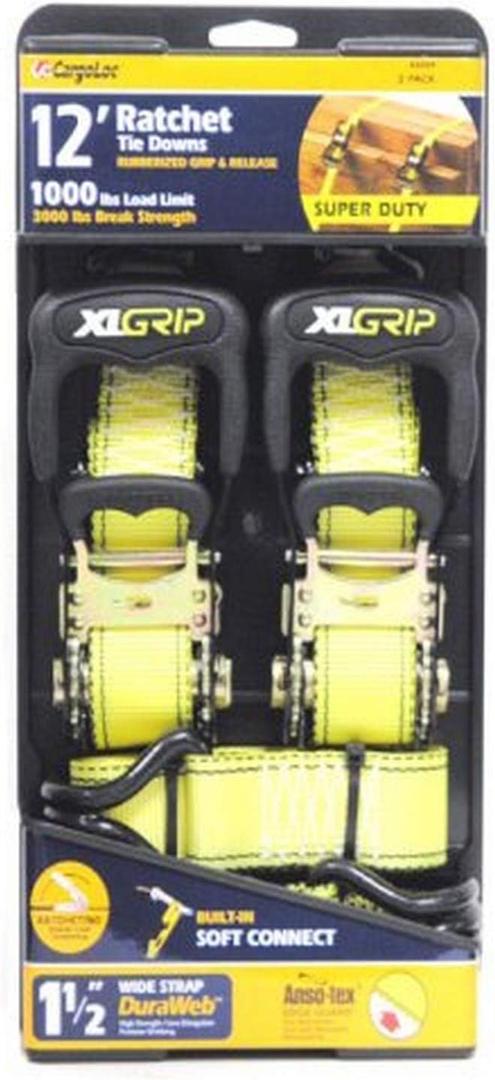 CargoLoc 84009 Xlgrip Heavy Duty Tie Down, 2-Pack (2pk, 12', 3)