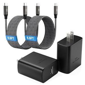 Super Fast Charger Type C, [2 Pack] USB-C Charger PD/ PPS Wall Charging Block for Samsung Galaxy S26 Ultra/ S25 Ultra/ S25+/ S25/ S24/ S23 Ultra/ S23+/ S22 Ultra/ S22+/ S20 Ultra, Tab S8(with 2X 6.6ft Cable) Black