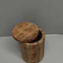 EDHAS Acacia Wood Decorative Jar with Wooden Lid Retro Design for Kitchen Counter, Pantry, Tea, Sugar, Coffee. (4.5" x 4.5" x 6")