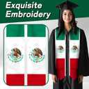 Graduation Sash, Embroidered Flag Graduation Stole for International Students 72 Inches