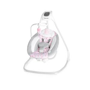 Ingenuity SimpleComfort Lightweight Compact 6-Speed Multi-Direction Baby Swing, Vibrations & Nature Sounds, 0-9 Months 6-20 lbs (Pink Cassidy)