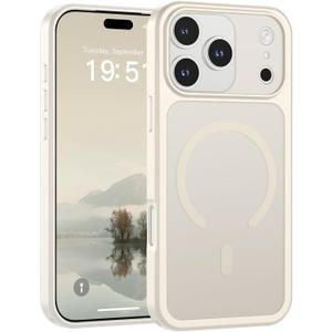 SUPFINE Magnetic for iPhone 17 Pro Max Case (Compatible with MagSafe)(Military Grade Drop Protection)(Camera Protection) Translucent Matte Shockproof Phone Cover 2025,Antique White