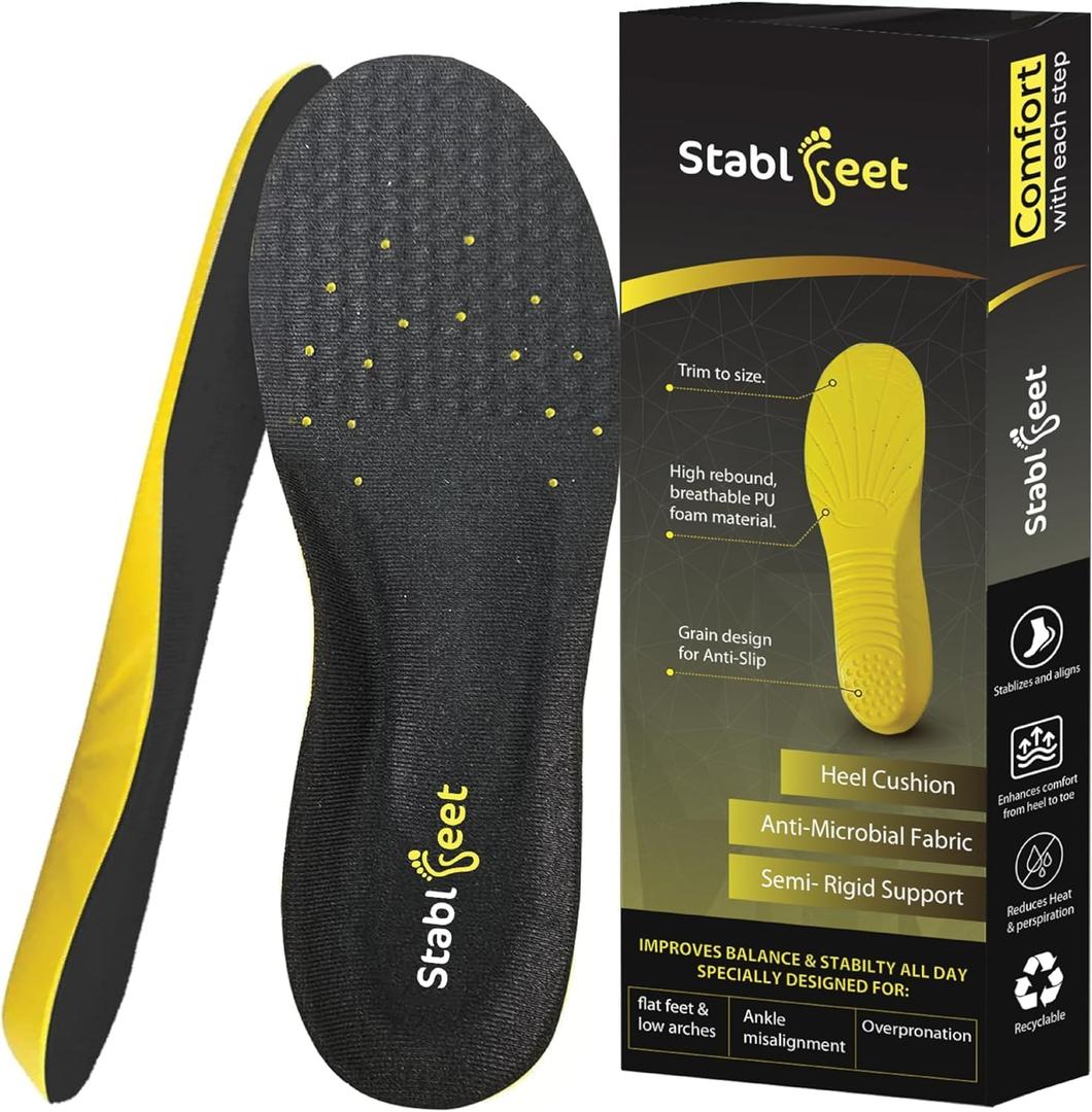 Plantar Fasciitis Insoles, 240 lb Heavy Duty High Arch Support Orthotics Inserts for Men & Women, Shock Absorbing Foot Pain Relief Work Boot Insoles (Mens 5-9 1/2 | Womens 6-10 1/2)