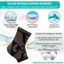INDEEMAX Ankle Brace for Women & Men, Ankle Compression Sleeve Support Copper Infused Ankle Brace for Sprained Ankle, Plantar Fasciitis Sports, Achilles Tendonitis Pain Relief, Copper Black, M