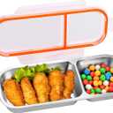 Mity rain Stainless Steel Snack Containers Reusable with Lids - 2 Compartment Leakproof Snack Box for Kids, Reusable Dishwasher- Portable Food Storage Box for Adults, School Travel Camping Home
