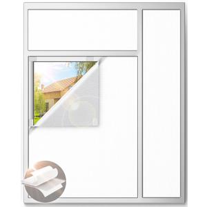 White Blackout Curtains for Bedroom, 70" x 58" Portable Blackout Blinds with 20 Sets Hooks & Loops Strips for 100% Blackout Window Film, Temporary Black-Out Shades for Windows Cover Nursery Travel RV