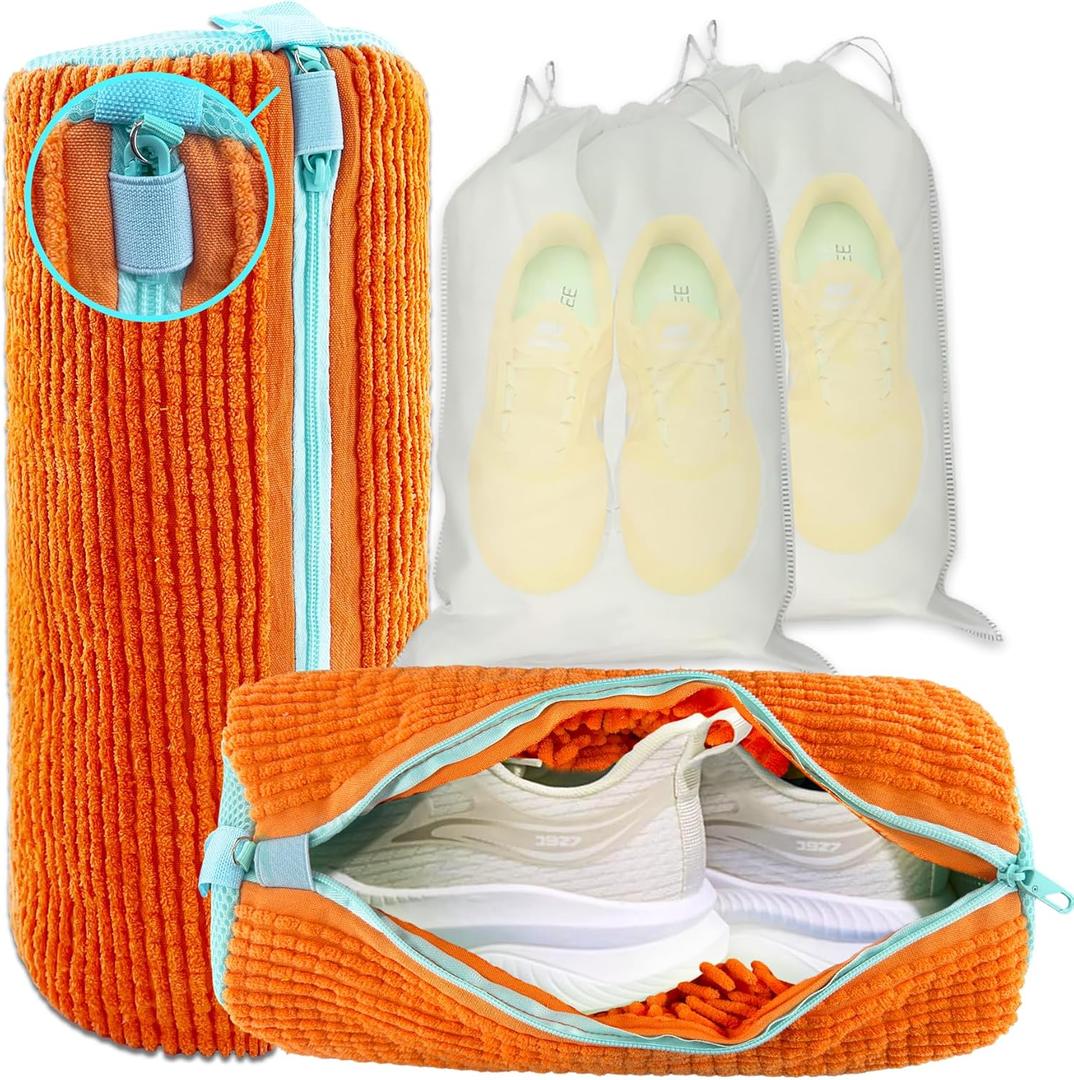 Shoe Washing Machine Bag, 2 Pack  Reusable, Fits All Shoe Types, 360 Deep Cleaning with Self-Locking Zipper, Wash Two Pairs at Once, Protects Shoes and Washing Machines(Orange)