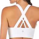 RUNNING GIRL Sports Bra for Women, Criss-Cross Back Padded Strappy Sports Bras Medium Support Yoga Bra with Removable Cups (X-Large, White)
