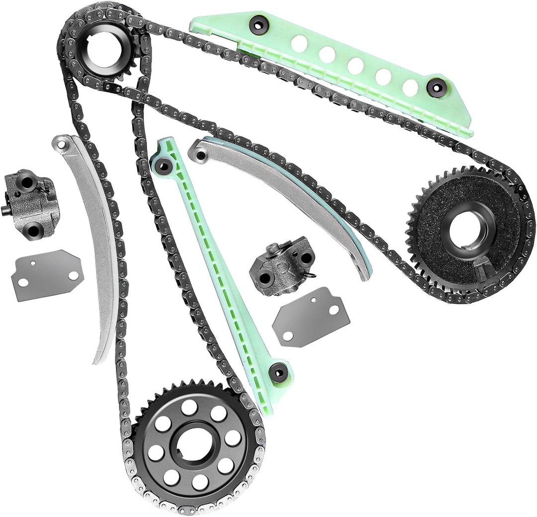 ECCPP Timing Chain Kit fits for Ford for F-150, 1997-2007 for ford E150 for F150 Explorer Expediton 4.6 281CID WINDSOR,w/Timing Chains Crank Sprocket Tensioner Guide rails