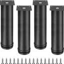 Uxcell 8 Inch Furniture Legs, Adjustable Metal Feet Round Cabinet Legs, Replacement Corner Feet Extenders for Sofa Couch Chair Desk Table, Pack of 4, Black