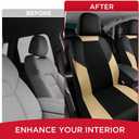 Rubbermaid Car Seat Cover, Leather & Air-Cool Mesh Front Seat Cover, Airbag Compatible, Slip-On Installation, Automotive Seat Cover Universal Fit for Most Cars, Trucks, SUVs-Beige