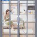 Upgraded PET Mesh Magnetic Screen Door Stronger Than Fiberglass and Polyester,Hands Free,Keep Bugs Out,Pet & Kid Friendly,Fit Door Size 30" X 78", Screen Size 32" X 80" (Fit Door Size 3078 Inch, Gray)