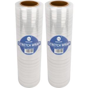 NEXCOVER 18 Inch Stretch Wrap - 1200 Feet | 60 Gauge, 2 Roll Clear Plastic Self-adhering Stretch Wrap Film for Pallet Wrap, Thick and Durable Packing Moving Supplies Heavy Duty Shrink Film.