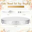 18 Inch Silver Cake Stand Set Metal Round Cupcake Dessert Stand with Cake Cutting, Flower Spatula Wedding Cupcake Pastry Display Candy Holder Display for Wedding Party Birthday Baby Shower