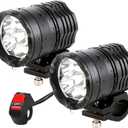 Motorcycle Driving Lights 12-60V 40W 3600LM LED Fog Lights for ATV UTV Bike Car Truck Boat Forklift Waterproof LED Spotlights with 6 Light Beads High Low Strobe Beam Switch Universal (Black 2)