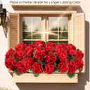 Artificial Flowers for Outdoors 6 Bundles of UV-Resistant Artificial Geraniums, Realistic Silk Flowers for Front Porch, Patio, Garden, Window Boxes & Hanging Baskets (Red, 6)