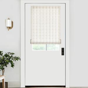 LazBlinds No Tools No Drill Bamboo Roller Shades, Cordless Bamboo Blinds, Light Filtering Roll Up Blinds for Windows, French Door, Porch or Patio, 26'' W x 40'' H, Whitewash B