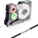 SUPVAN G15M Series Heat Shrink Tubing for Thermal Transfer, 0.19'' W  6.56' L, 2:1 Shrink Ratio, Waterproof, High Temperature Resistant & Non-Fading Labels for Outdoors & Indoor, Black on White