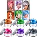6 Color Temporary Hair Color Wax, Stocking Stuffers for Kids, Blue Green Purple Pink Orange Gray Hair Dye Natural Instant Hair Wax Color, DIY Temporary Hair Color for Kids Women Men Daily Christmas