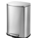 QUALIAZERO 13 GAL/50L, RECTANGLE SHAPE, STAINLESS STEEL STEP-ON CAN, WITH SOFT CLOSE LID, BRUSH FINISH