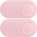 Set of 12 Plastic Pink Charger Plates, Elegant Chargers for Table Dinner Decoration, Wedding, Holiday,13" (Silver)