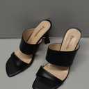 Esvowido Womens Mule Heels Square Open Toe Slip On 3.9 Inch Stiletto High Heels Mules Sandals Double Band for Party Wedding Office Date Bridal Summer Fashion, Size: 8