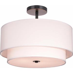 FRIDEKO HOME 3-Light Semi Flush Mount Ceiling Light,15.7 inch Ceiling Light Fixture with White 2-Layer Fabric Shade Drum Lights for Bedroom Living Room Kitchen Foyer Hallway