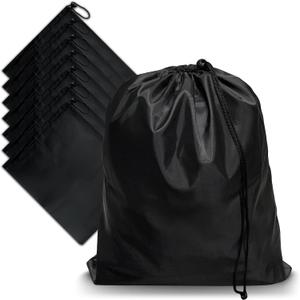 8-Pack Drawstring Bags with Toggle, Durable Nylon Backpack, Cinch Sack and Ditty Pouch for Gym, Sports, Travel, and Daily Use (16 x 20 Inch, Black)