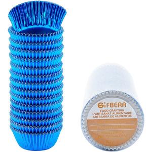 Gifbera Metallic Blue Foil Mini Cupcake Liners Muffin Cups, 300-Count