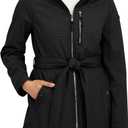 HFX Women's Softshell Transitional Jacket Bonded Mellow Pile, Wind & Water Resistant Coat, Faux Fur Lining (Black, M)