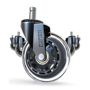 HOLKIE Office Chair Wheels - Universal Fit 3 Inch Roller Blade Casters - Safe for Hardwood Carpet Floors - Heavy Duty Rubber Replacement for Gaming Chairs - Smooth, Silent Glide - Set of 5
