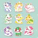 2 x 9PCs Cute Fruit Cows Sticker Set, Funny Chonky Cows Stickers, Kawaii Cows Waterproof Vinyl Stickers For Laptop Water Bottle Phone Case Tumbler, Aesthetic Cow Decals Gifts For Kids Boys Girls (Size 3")