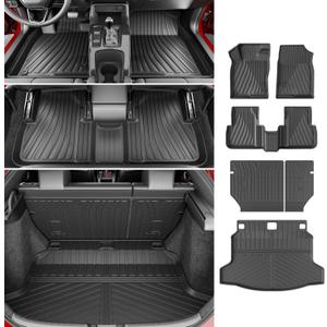 powoq Floor Mats Compatible with 2022-2026 Honda Civic Hatchback Cargo Mat Cargo Liner Floor Liner TPE Replacement for 2022-2026 Honda Civic Accessories (Trunk Mat+Backrest Mats+Floor mats)