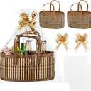 Reallnaive Baskets for Gifts Empty Sturdy Woven Bamboo Gift Basket with Gift Bags and Ribbons for Christmas Thanksgiving Birthday Mothers Day Housewarming Party Gift Wrapping, 12"x 8"x 6"(2 Set)