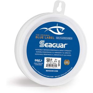Seaguar Blue Label Fishing Leader Line for Saltwater, 100% Fluorocarbon, Clear, Multiple Sizes (50lbs/25yds)