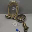 Handheld Shower Head, 6 Spray Setting High Pressure Shower Head with Brass Swivel Ball Bracket and Extra Long Stainless Steel Hose, Polished Brass, 5"