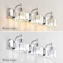 Ralbay Crystal Vanity Light Fixtures 3 Light Modern Crystal Bathroom Lights Fixtures Over Mirror Stainless Steel Chrome Vanity Light for Bathroom Wall Lights Fixtures, 24 inch