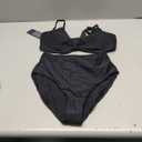 Blooming Jelly Womens High Waisted Bikini Set Tie Knot High Rise Two Piece Swimsuits Bathing Suits (Small, Black)