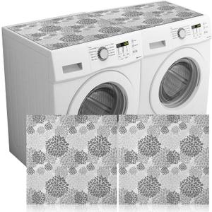 Teenyyou 2 Pcs Washer and Dryer Covers Top Protector Mat Non Slip Washing Machine Dustproof Quick Drying Protective Dust Cover Pad for Laundry Room Kitchen(26 x 26 Inch,Blossom)