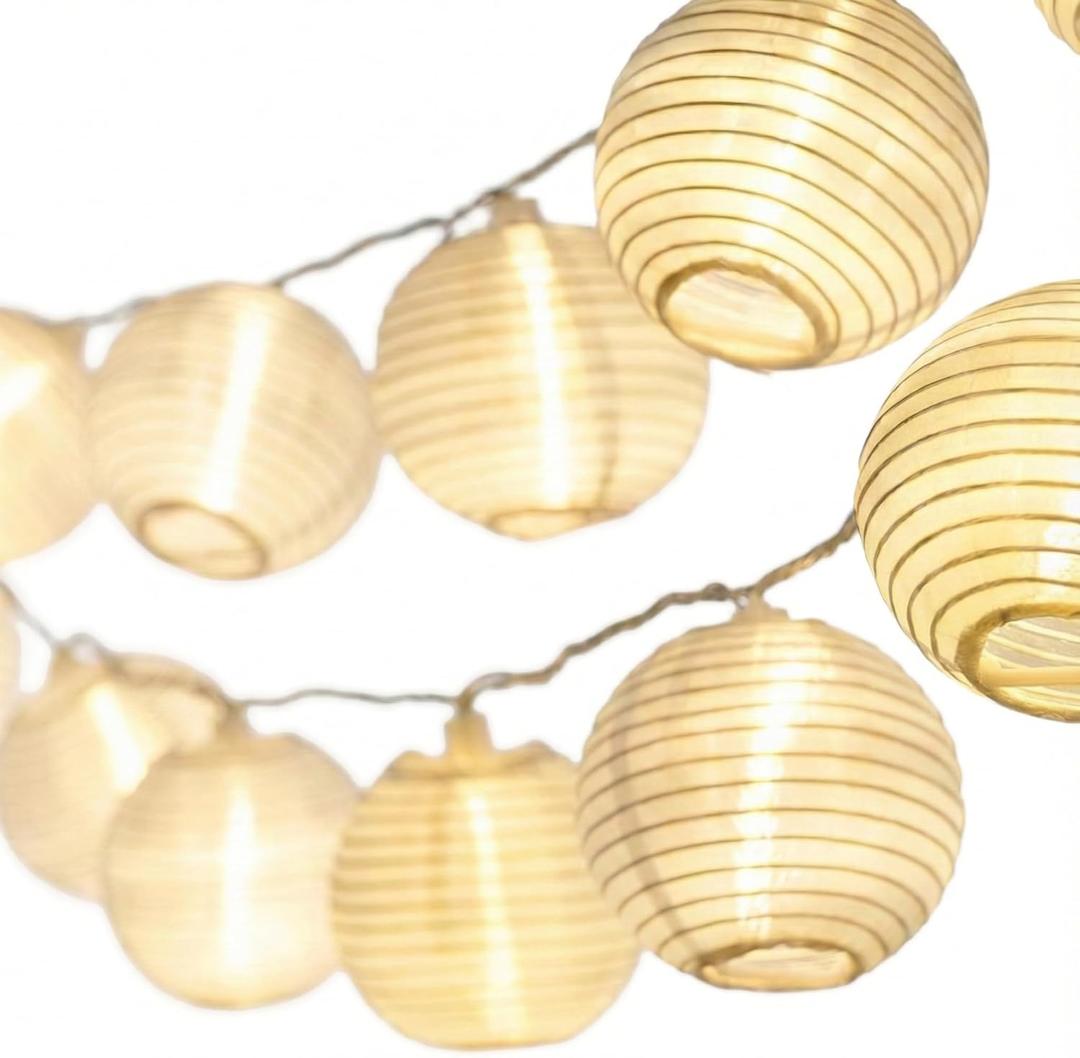Cobus CozyHome Lantern String Lights Outdoor - 20 Lantern LEDs & 23 ft with 8 Modes | Warm White Outdoor Lampion String Lights Electric Lighting 23 ft Christmas Light