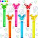 Mouse Party Favors 24Pcs Glitter Mouse Ear Bubble Wands for Kids Cute Bubble Wand for Birthday Party Supplies Classroom Prizes Pinata Goodie Bag Stuffers Gifts
