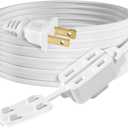 ETL Certified 1-Pack SPT2 16AWG 2 Prong Power Extension Cord, 13 Amp 1625 Watts, VSEER Polarized 3 Outlets with Safety Cap Protect for Home Office, White (6 Feet)