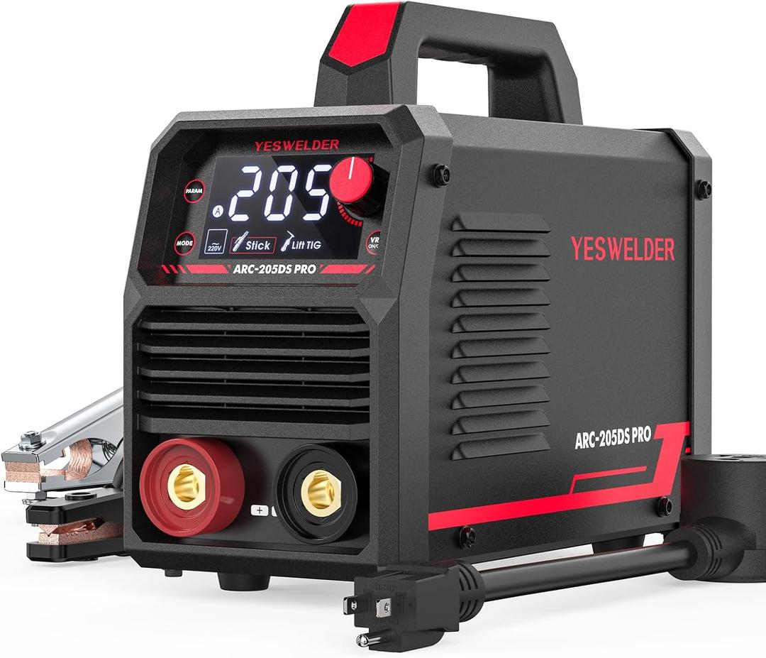 YESWELDER 205Amp Stick Welder Large LED Display, Digital Inverter IGBT ARC Welding Machine, 110V/220V Dual Voltage Hot Start Portable MMA Welder Machine, Arc Force