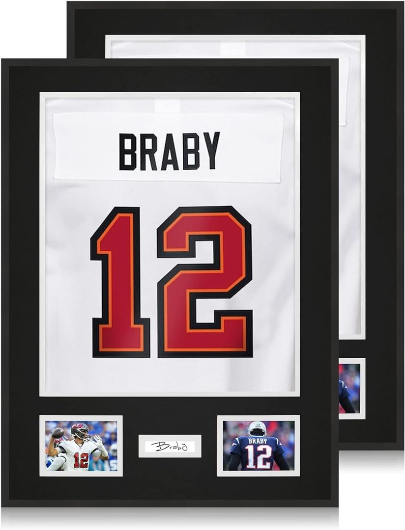 Aluminum Jersey Frame Display Case 2 Pack, Lightweight & Durable Metal Jersey Frame with Mat, Pinboard, Shatterproof Plexiglass & Hanging Kit for Football Baseball Basketball Soccer Hockey Shirt