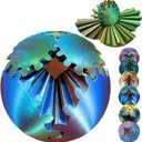 Gear Ball 3D Printed Spin Ball Cube Fidget Toys, Gear Sphere Fidget Toy, GearSphere Desk Toy Stress Fidget Balls, Fidgets Spinners for Adults & Kids Anxiety Relaxing (Laser Blue Gold, 3.1 Inch)