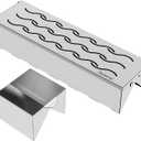 Skyflame Stainless Steel Smoker Box with Canister Can, Double V-Shape BBQ Wood Chips Smoky Box Designed by Wavy Vent and Hinged Lid, 12 Compact Size for Gas/Charcoal Grill Kebob Smoky Grilling