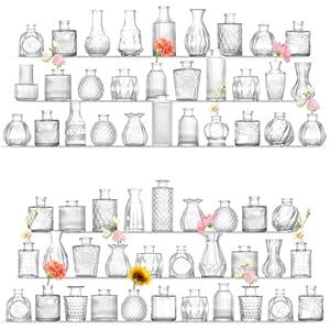 MARTAGE Glass Bud Vases Set of 60, Small Glass Vase for Flowers, Clear Small Vases for Centerpieces, Vintage Bud Vase in Bulk for Wedding, Party, Events, Reception, Home Decor